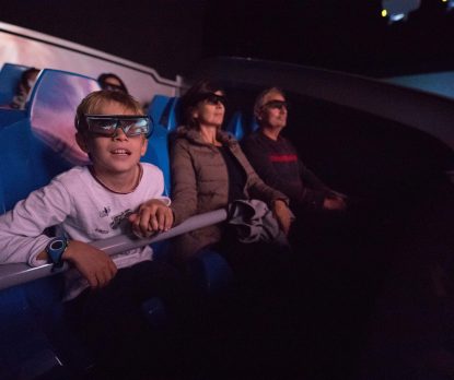 People aboard Simworx's AGV Dark Ride